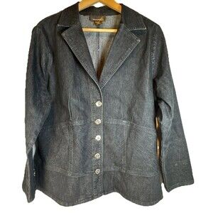 Ashley Stewart Women’s Size 16 Denim Jacket Dark Wash Button Front